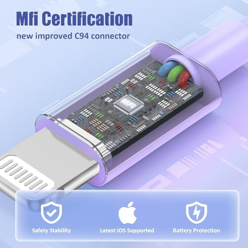 Premium 4 Pack USB C to Lightning Charging Cables – 6 FT Fast Charging Cord for i Phone 14 & Earlier Models – Durable, High-Performance Replacement for Apple Charger – Enhanced Compatibility for Quick Charge Needs – Perfect for Home, Office, and Travel Use