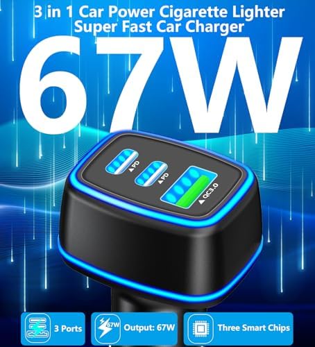 KYOHAYA 90 W Car Charger Bundle – 4-Port USB-C & USB-A Fast Charging Adapter for i Phone 16/15/14/13/12/11 Pro, Galaxy S25/S24, Google Pixel – High-Speed Dual Charging Solution for Road Trips and Daily Commutes – Durable, Compact Design for Enhanced Compatibility and Performance