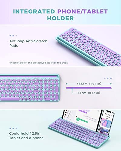 Elevate Your Typing with the Stylish seenda Bluetooth Typewriter Keyboard in Barbie Purple – Multi-Device Compatibility for i Pad, Android, Mac & Windows with Full Number Pad and Tablet Holder for Enhanced Productivity!