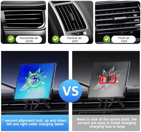 Smart Auto Rotating Wireless Car Charger and Phone Holder for Foldable Devices – 2-in-1 Fast Charging Solution with Enhanced Compatibility and Safety Features (Sleek Black Design)