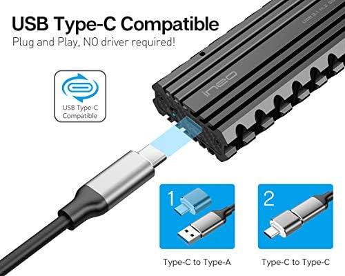 Enhance Your Data Security with the ineo M.2 NVMe SSD USB 3.2 Gen 2 Type-C Rugged Enclosure Featuring Write Protection Switch for High-Speed Transfers and Military-Grade Durability (C2597-NVME)