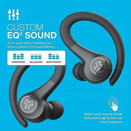 JLab Go Sport+ Wireless Workout Earbuds – Unrivaled 35+ Hour Bluetooth Battery Life, C3 Clear Calling Technology for Distinct Conversations, and Secure Earhook Design for Unyielding Stability During Workouts – Elevate Your Sound Experience with 3 Adjustable EQ Settings and Broad Device Compatibility in Sleek Graphite Finish