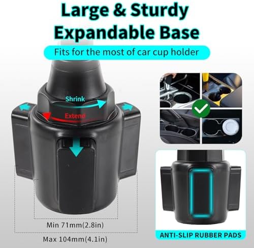 Peastrex Adjustable Tablet Holder for Car – Universal Cup Mount Stand for i Pad, i Phone & Galaxy Z Fold | 360-Degree Rotating Design for Enhanced Viewing & Hands-Free Convenience in Trucks, Golf Carts & More