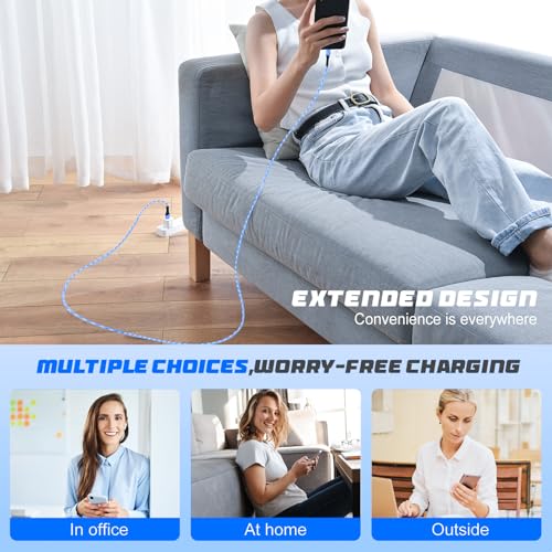 10 ft Braided USB C Fast Charger Cable – 3 Pack for i Phone 15 Pro Max, i Phone 15 Pro, i Phone 16 Plus, i Pad Pro 12.9″ & 11″ – Durable & Stylish Blue Charging Solution for Rapid Power Delivery and Data Transfer