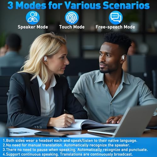 Revolutionary Multilingual Translation Earbuds – Effortless Real-Time Communication in 140+ Languages, Premium Bluetooth Wireless Technology with Extended Battery Life – Ideal for Global Travelers, Business Leaders, and Seamless i OS/Android Integration – Ultra-Compact, Lightweight Design for Effortless Portability