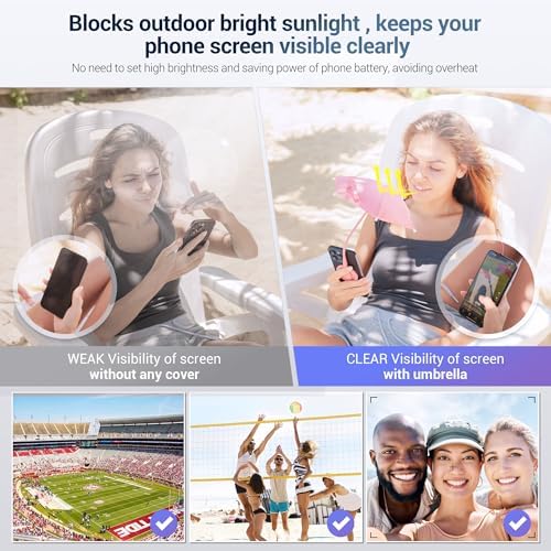 Magnetic Cell Phone Umbrella for Sun,Universal Cute Phone Sunshade Shield Cover with 360°Adjustable & Rotatable Phone Ring,Outdoor Anti-reflective Phone Sun Visor for Magsafe Cell Phone/Android/Kindle – Enhanced Compatibility and Speed