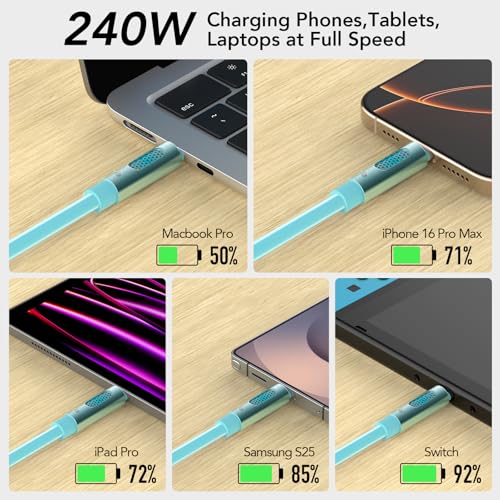 Revolutionize Your Charging Routine with the 240 W USB-C to USB-C Cable – Unmatched 480 Mbps Data Transfer, Universal Compatibility for i Phone 16/15 Pro Max, Galaxy S25/S24, & More – 6 FT of Enhanced Flexibility for Fast Charging & Reliable Performance