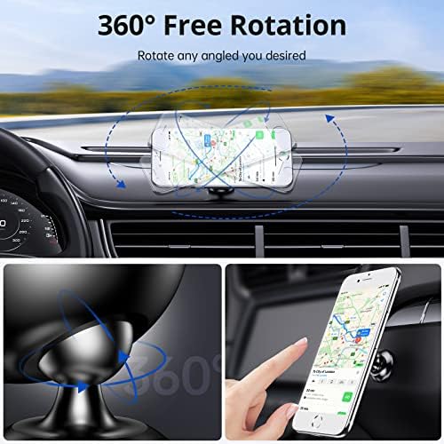 SYNCWIRE 360° Adjustable Magnetic Car Phone Mount – Premium Dashboard Holder for i Phone, Samsung, LG & Mini Tablets – Effortless Navigation & Hands-Free Safety in Sleek Gray Finish – Strong Grip & Easy Installation for Enhanced Driving Experience