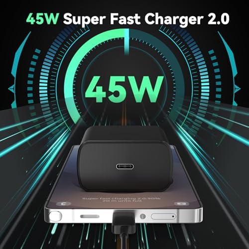 Rapid Charge 45 W USB Type C Power Adapter with 6.6 FT Cable for Samsung Galaxy – Ultimate Fast Charging Solution for S25/S25 Ultra/S24/S23/S22/Note Series – Enhanced Compatibility and Robust Build for Daily Demands