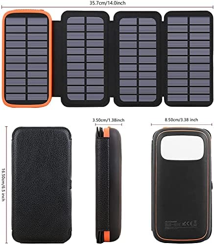 CONXWAN 27000 m Ah Solar Power Bank – High-Capacity USB C Charger with Triple USB Outputs and 4 Foldable Solar Panels for Ultimate Outdoor Charging Efficiency – Eco-Friendly Portable Battery Pack Compatible with Most Smartphones and Devices