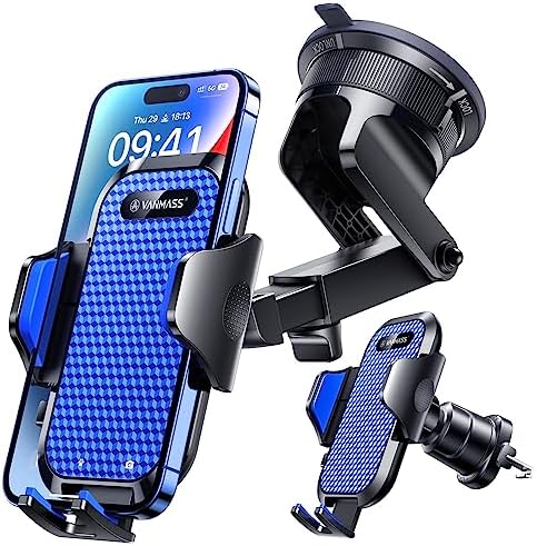 VANMASS Ace Car Phone Holder Mount – Upgraded Military Steel Hook & Super Suction Cup for Ultimate Hands-Free Navigation – Compatible with i Phone 14, 13, 12 Pro Max & Samsung – Versatile Dashboard, Windshield & Air Vent Stand for Enhanced Driving Safety