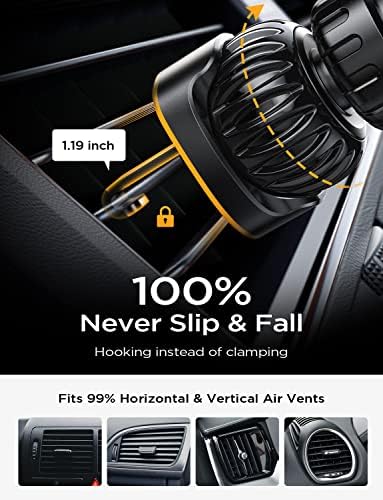 LISEN Ultra-Stable Car Phone Mount – Adjustable Vent Holder with Steel Hook Clip, Compatible with i Phone 15/14/13 Pro & Samsung Galaxy S22/S21 – Enhanced Airflow, Secure Grip & 360° Rotation for Safe Hands-Free Driving