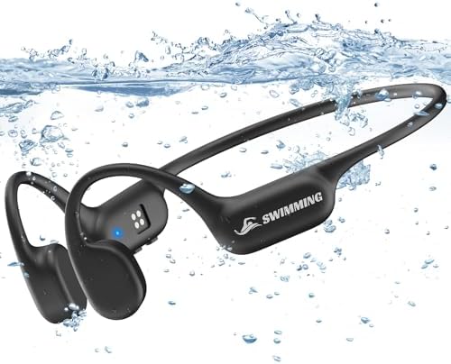 Revolutionary IP68 Waterproof Bone Conduction Headphones with 32 GB MP3 Storage – Cutting-Edge Bluetooth 5.4 for Effortless Syncing – Perfect for Aquatic Sports, Running, and Outdoor Adventures – Open-Ear Safety Design for Enhanced Awareness and Comfort – Superior Sound Quality Tailored for Fitness Aficionados and Water Enthusiasts