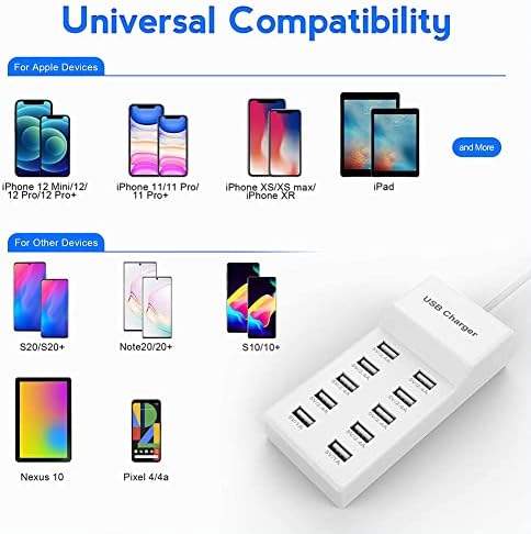 High-Performance 10-Port USB Charging Station with Smart Auto Detect Technology – Rapid Power Hub for Family and Office Use – Safety-Certified Multi-Device Charger for Laptops, Tablets, and Smartphones – Optimize Your Charging Efficiency Today