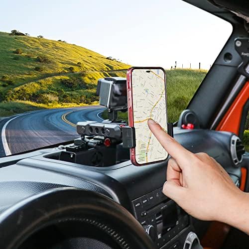 BESTAOO Dash Mount Phone Holder for 2018+ Jeep Wrangler JL & 2020+ Gladiator JT & 2021 Ford Bronco – Innovative Single Ball Design for Picatinny Rail Compatibility, Secure and Adjustable Phone Mount for Enhanced Driving Safety and Convenience