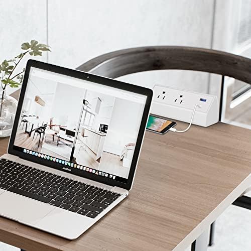CCCEI Professional Desk Power Strip with 18 W USB-C Fast Charging, 800 J Surge Protection, and 6 FT Clamp-Mount Flexibility for Enhanced Workspace Efficiency – Ultimate Desktop Outlet Solution for Home and Office Use