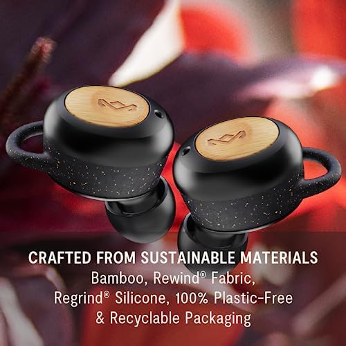 House of Marley Champion 2 True Wireless Earbuds – Eco-Friendly Bluetooth Earbuds with 35 Hours Playtime, Built-in Microphone, and Sustainable Materials in Cream – Perfect for Music Lovers and Environmentally Conscious Consumers
