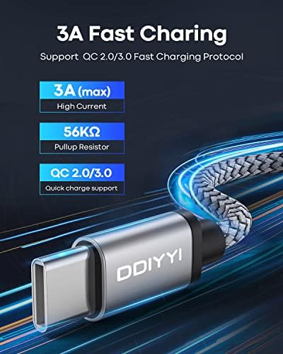 USB Type C Cable 5Pack (3/3/6/6/10FT), Nylon Braided USB C Cable Fast Charger Cord for iPhone 16/15, Samsung Galaxy S24 S23, LG V30 V20 G5 G6, PS5, Google Pixel, Redmi, HTC – Enhanced Compatibility and Speed