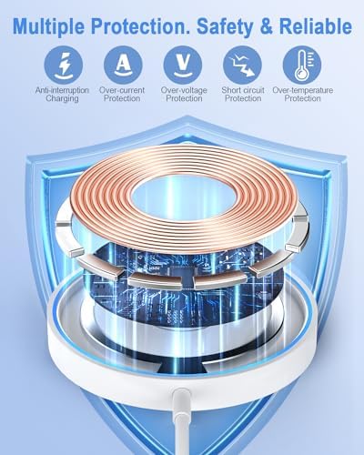 Elevate Your Charging Experience with the Ultimate Magnetic Wireless Charger – Fast Mag Safe 15 W Compatible with i Phone 16/15 Pro Series, Includes 20 W Type-C Adapter for Optimal Performance – Sleek White Design with LED Status Indicator for Effortless Charging on the Go