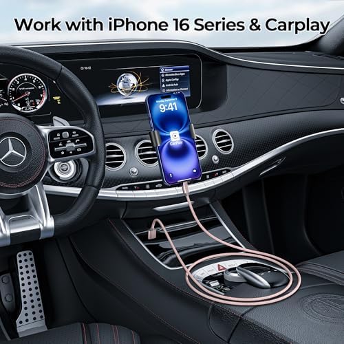 Premium Car Play Charging Cable Set for i Phone 16/15 Pro Max – 3-Pack (3.3 FT, 6.6 FT, 10 FT) USB A to USB C – Fast Data Transfer & Durable Design for i Pad Pro, Air Pods, Galaxy S24/S23/S22 & More – Enhanced Compatibility for Effortless Connectivity and Navigation