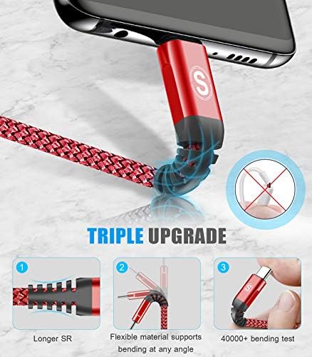 sweguard 3.1 A Fast Charging USB Type C Cable – 2 Pack 6.6 ft Nylon Braided Charger for Samsung Galaxy, LG, Moto, PS5 – Durable, Tangle-Free, High-Speed Data Sync – Ultimate Compatibility and Convenience in Pink