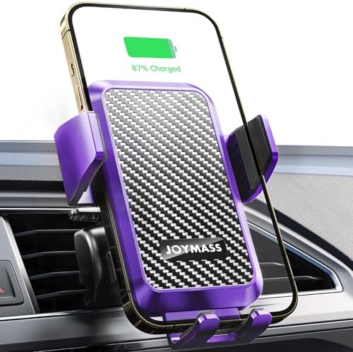 Effortless On-the-Go Power: JOYMASS 15 W Fast Wireless Car Charger with Auto Clamping Mount – Perfect for i Phone 15 through 12 Mini, Samsung Galaxy S23 Ultra, and Note 20 – Secure Vent Holder for Ultimate Convenience and Hands-Free Navigation