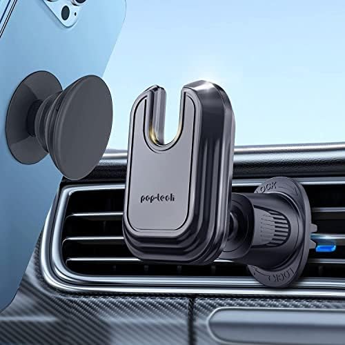 Revolutionize Your Driving Experience with the pop-tech Car Vent Phone Mount – Versatile Magnetic Compatibility for Mag Safe Wallets & Smartphones, Enhanced Stability with Thick Socket Grip, Effortless Installation, and Streamlined Access to Navigation & Calls