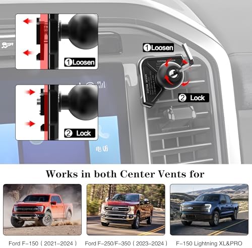 Revolutionary Aluminum Smartphone Holder for Ford F-150, Expedition & Super Duty | 360° Adjustable Vent Mount for i Phone & Android | Sturdy Durability Meets Chic Design | Installs Effortlessly for Integrated Vehicle Use and Enhanced Safety