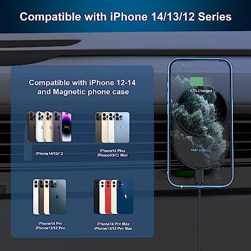 Magnetic Wireless Car Charger Mount for i Phone – Fast Semiconductor Cooling Technology for i Phone 15/14/13/12 Series – Effortless Hands-Free Charging & Secure Fit for Enhanced Driving Safety and Convenience