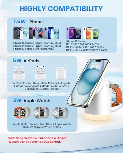Travel-Ready Joy Geek 3-in-1 Wireless Charging Station – Fast Mag-Safe Charger for i Phone 16-12 Series, Apple Watch Series 10-2, and Air Pods Pro – Ultimate Compatibility and Speed for On-the-Go Lifestyle