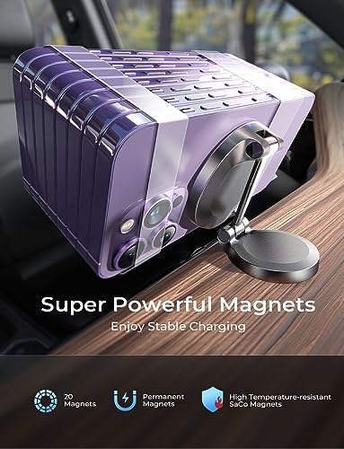 LISEN Mag Safe Car Mount Charger – 15 W Fast Charging Magnetic Wireless Holder for i Phone 16 Pro Max, 15, 14, 13 – Ultra-Durable Zinc Alloy Design for Secure Dashboard Fit and Enhanced Stability on the Road – Essential Fast Charging Accessory for i Phone Users