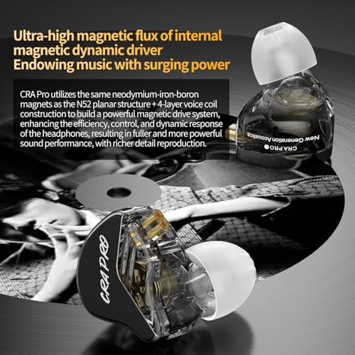 Professional CCA CRA PRO In-Ear Monitor Headphones – Unmatched Audio Clarity with Advanced DLC Diaphragm Dynamic Driver for Deep, Resonant Bass – Ideal for Musicians, DJs, and Sound Engineers – Ultra-Lightweight Design for Long-Term Comfort and Broad Device Compatibility for Studio and Live Performances