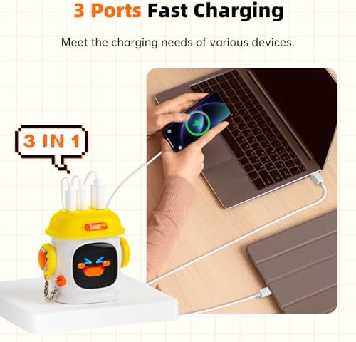 Divoom Dipow 65 W Ga N USB-C Fast Charger with Customizable Pixel Display – High-Efficiency Multi-Port Charging Hub for i Phone 16/15, Mac Book, Galaxy S23/S24, & Nintendo Switch – Includes 100 W Ultra-Fast Cable for Seamless Power Solutions on the Go