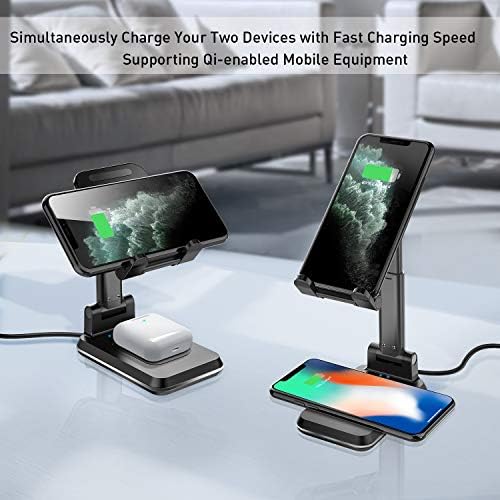 Revolutionary 2-in-1 Wireless Charging Station with Adjustable Stand – Fast, Efficient Charging for i Phone 16, 15, 14, 13, 12 Pro Max & Samsung S23, S22 – Sleek, Space-Saving Design for Effortless Workspace Organization and Enhanced Device Usability