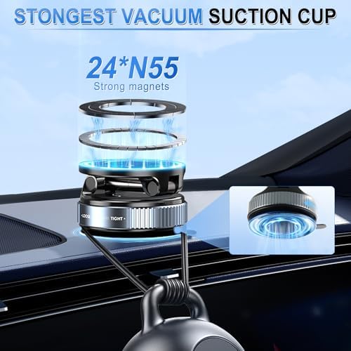 Liv Tee Premium Magnetic Phone Holder with 360° Rotation – Ultimate Car Mount for i Phone & Android – Secure Vacuum Suction Cup for Hands-Free Navigation and Sleek Interior Style