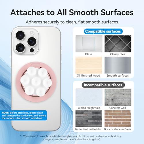 Versatile Magnetic Phone Holder and Multi-Function Stand with Suction Cup and Ring Grip – Perfectly Compatible with i Phone 16/15/14/13/12 Models and Mag Safe Cases (Elegant Black) – Enjoy Hands-Free Viewing and Enhanced Stability