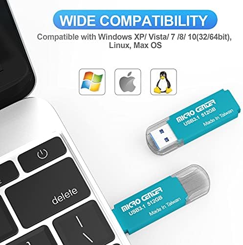 Micro Center Pro 512 GB USB 3.1 Gen1 Flash Drive – Ultra-Fast External Data Storage Solution for Professionals and Students – Compact Green Thumb Drive with Enhanced Compatibility for PCs, Laptops & Consoles