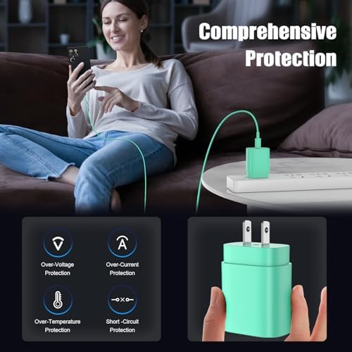 Essri 25 W Fast Charging Power Pack – Ultimate USB-C Wall Adapter Set with 6 ft & 10 ft Cables for i Phone 16/15, i Pad Pro/Mini Compatibility – Ideal Travel & Home Charging Solution for Busy Lifestyles