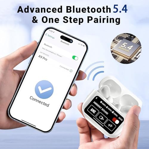 KUIZNE Bluetooth 5.4 Wireless Earbuds – Touch-Controlled, Active Noise Cancelling Technology with 40-Hour Battery – Premium Sound Quality for i OS & Android – Perfect for Commutes, Workouts, and Home Listening Experience