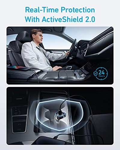 Anker 323 USB C Car Charger Adapter – 52.5 W Dual Port Fast Charging Cigarette Lighter Charger with 30 W Power IQ 3.0 Cable for i Phone 15/15 Pro Max, Galaxy S23/22, and Google Pixel – Optimal Performance & Safety for All Devices on the Go