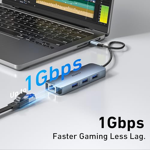 Transform Your Workspace with the BENFEI 6-in-1 USB C Hub: 4 K HDMI, Lightning-Fast Gigabit Ethernet, and 100 W Power Delivery for i Phone 15 Pro/Max, Mac Book, and More – The Ultimate Solution for Tech Professionals and Enthusiasts
