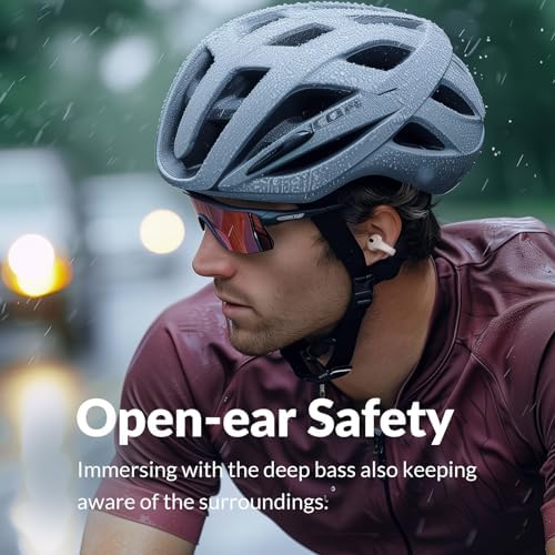 Q7 Open-Ear Bluetooth 5.3 Earbuds – Ultra-Lightweight Design for Maximum Comfort, Deep Bass with DT 6.0 Technology, Extended 34-Hour Battery Life, Quick USB-C Recharge – Ideal for Active Lifestyles and Seamless Connectivity in Black