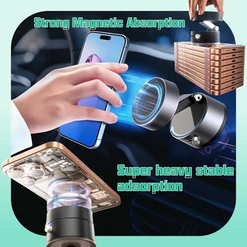 Vacuum Suction Magnetic Phone Holder, Rotatable Magnetic Suction Cup Phone Mount, for Car/Mirror/Smooth Surface, Foldable and Retractable, for All Phones – Enhanced Compatibility and Speed