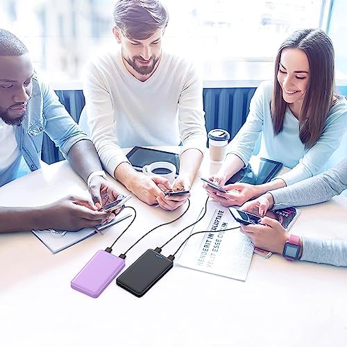 Ultra-Slim 10000 m Ah Portable Power Bank – Dual USB Outputs & USB-C Input, Compact External Charger for i Phone 12/13, Samsung S20, Tablets – Stylish Black and Red Design for Maximum Portability and Enhanced Device Compatibility
