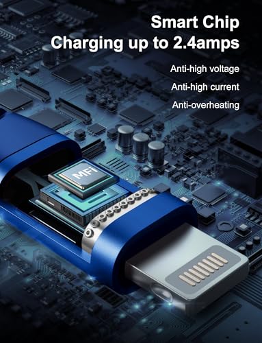 3-Pack 3 FT Lightning Cable – Premium Nylon Braided Fast Charging Cord for i Phone 13/12/11/Pro Max/X/Xs Max/Xr/8 Plus/7 Plus/6 S Plus/6 Plus/i Pad – Ultimate Durability & Tangle-Free Convenience