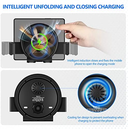 Upgrade Your Driving Experience with the 20 W Wireless Car Charger Mount for Galaxy Z Fold 6 – Effortless Auto-Clamping Design, Versatile Air Vent & Dashboard Compatibility, Enhanced Fast Charging with Built-in Cooling Fan for i Phone 16 Pro Max & More