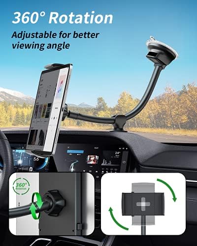 Ultimate Gooseneck Tablet Car Mount – Versatile Suction Holder for 7-12.4 Inch Devices – Securely Fits i Pad & Samsung Tab – Effortless Hands-Free Navigation & Entertainment – Enhanced Stability for Safe Driving – Perfect for Daily Commutes & Road Trips