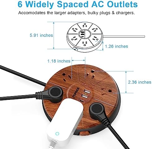 TOPREK Ultra-Slim 5-Outlet Power Strip with USB-C and USB-A Ports – 5 FT Flat Extension Cord Surge Protector for Efficient Charging in Home, Office, and Travel – Compact Design for Enhanced Portability and Safety