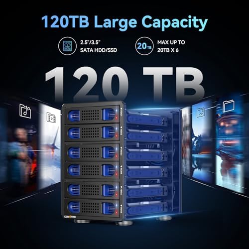 High-Performance Aluminum Dual Bay Hard Drive Enclosure – 10 Gbps USB 3.2 Gen 2 with Cooling Fan for 2.5”/3.5” SATA HDD/SSD, Hot Swappable & Daisy Chain Expansion, Tool-Free Setup for Seamless Data Management