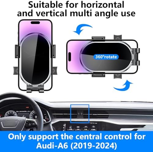 Audi A6 A7 S6 S7 RS6 RS7 Allroad 2012-2018 Custom Car Phone Holder – 360-Degree Rotating Dashboard Mount for Safe Navigation and Hands-Free Calls – Premium Interior Accessory for Enhanced Driving Experience and Secure Mobile Device Placement